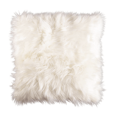 Luxury Faux Fur Decorative Pillow in White